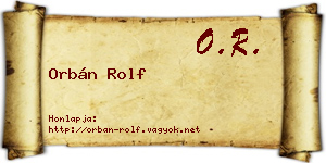 Orbán Rolf névjegykártya